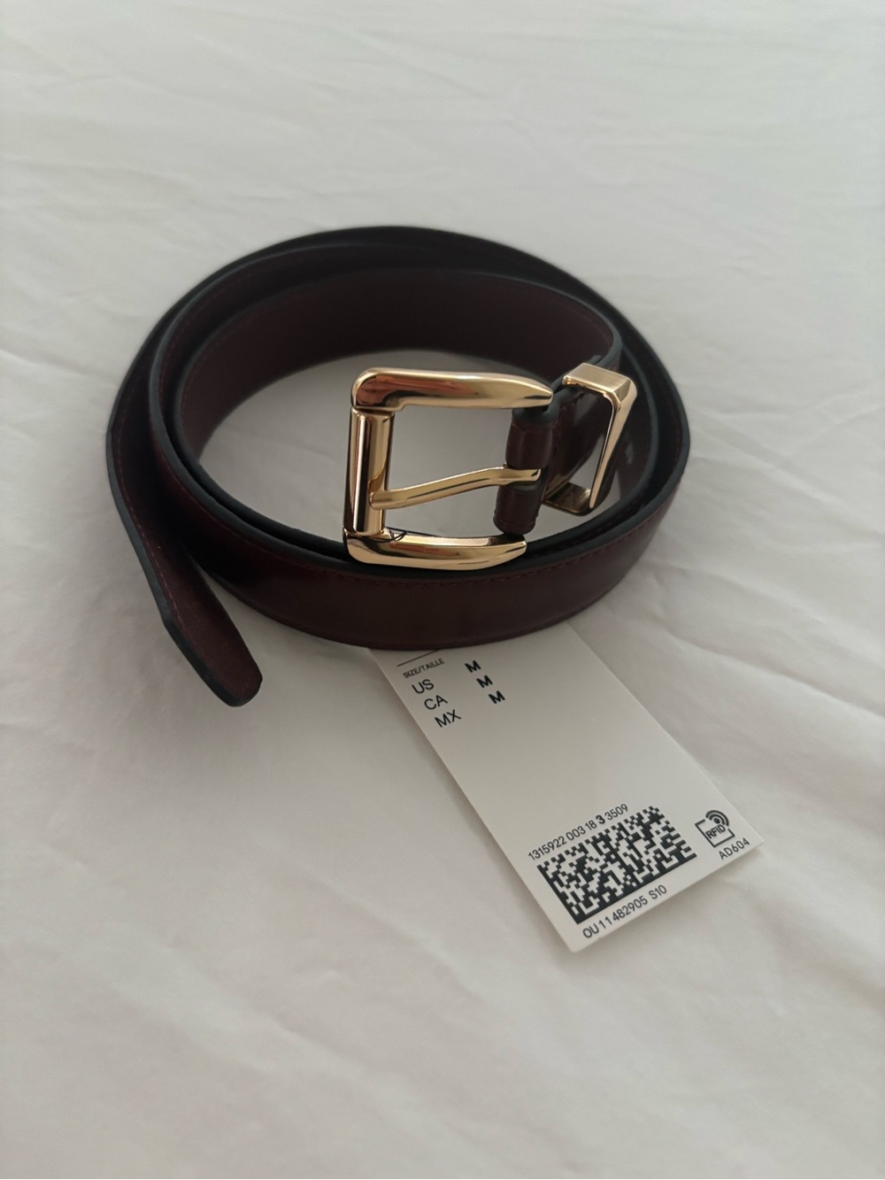 H&M narrow belt burgundy